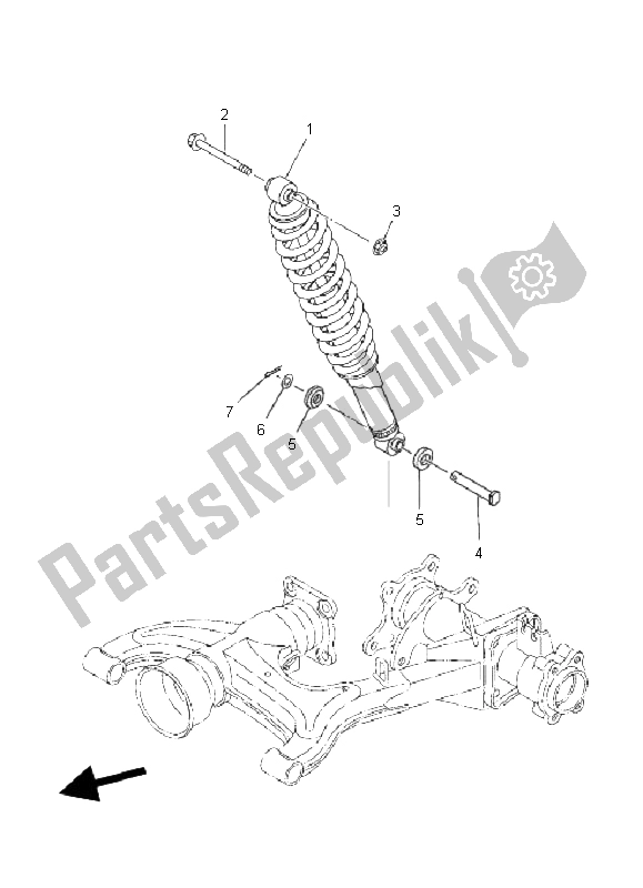 All parts for the Rear Suspension of the Yamaha YFM 350X Wolverine 2X4 2008