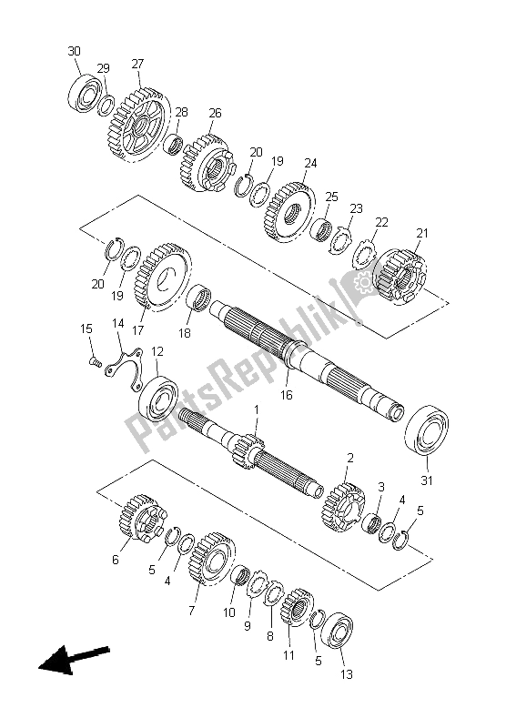 All parts for the Transmission of the Yamaha VMX 17 1700 2009