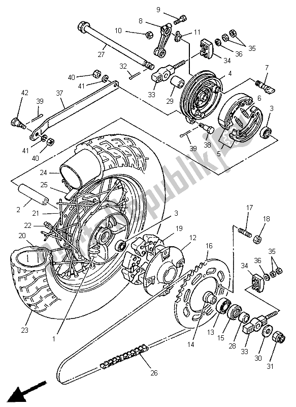 Todas as partes de Roda Traseira do Yamaha XV 125 Virago 1998