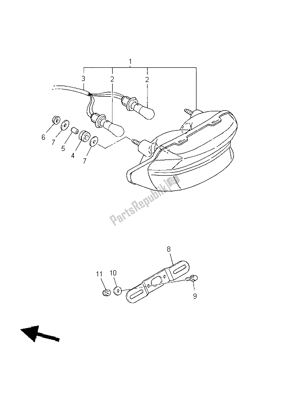 All parts for the Taillight of the Yamaha XJR 1300 2004