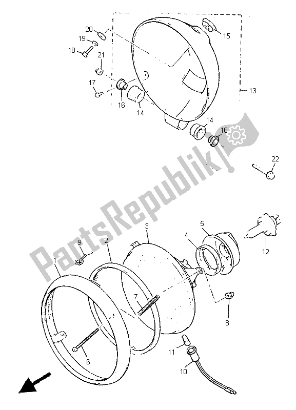 All parts for the Headlight of the Yamaha V MAX 12 1200 1999