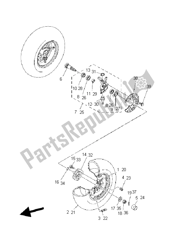 All parts for the Front Wheel of the Yamaha YFM 400A Kodiak 2X4 2004