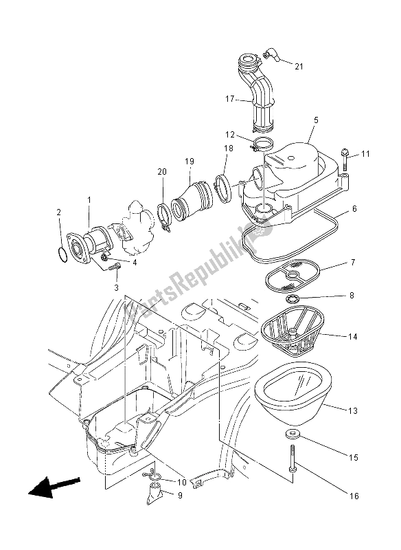 All parts for the Intake of the Yamaha YFM 125 Grizzly 2X4 2012