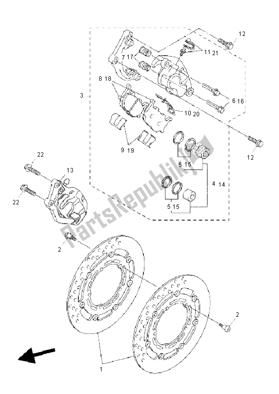 Alle onderdelen voor de Voor Rem van de Yamaha MT 03 660 2011