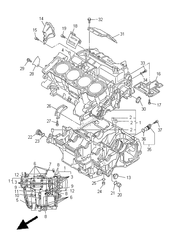 Todas las partes para Caja Del Cigüeñal de Yamaha FJR 1300 AE 2014