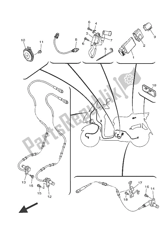 All parts for the Electrical 2 of the Yamaha MW 125A 2016