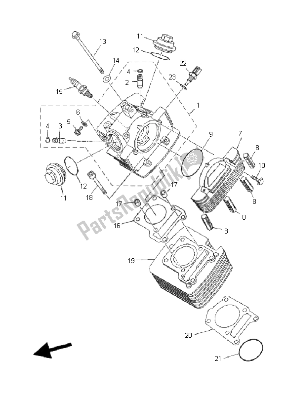 All parts for the Cylinder of the Yamaha YB 125 SPD 2008