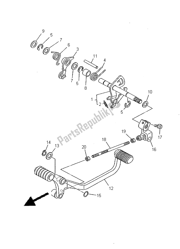 All parts for the Shift Shaft of the Yamaha XVS 1100A Dragstar Classic 2000