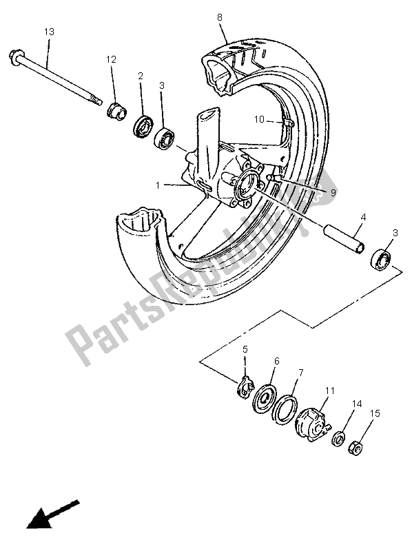 Toutes les pièces pour le Roue Avant du Yamaha FZR 600R 1995