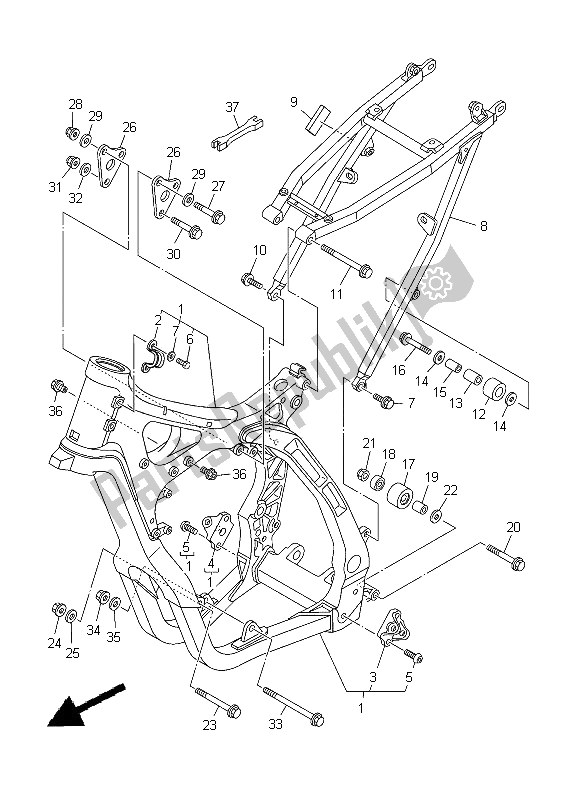 Tutte le parti per il Telaio del Yamaha YZ 250 2012