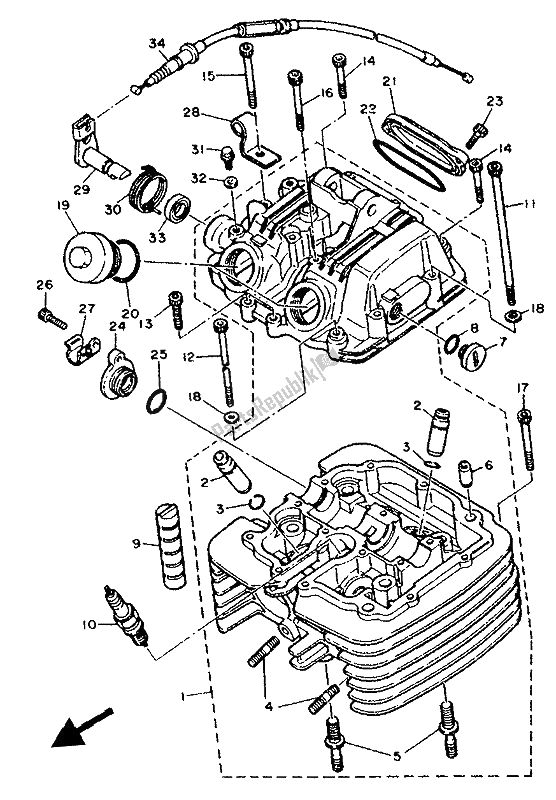 Alle onderdelen voor de Cilinderkop van de Yamaha XT 600K 1992