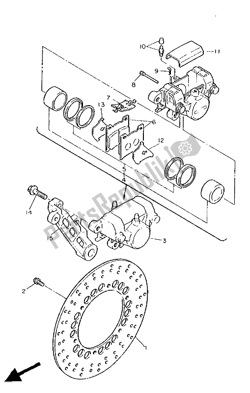 Todas las partes para Pinza De Freno Trasero de Yamaha FZ 750 Genesis 1991