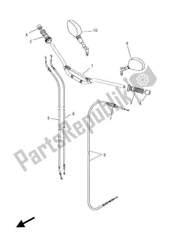 All parts for the Steering Handle & Cable of the Yamaha XT 660Z Tenere 2012