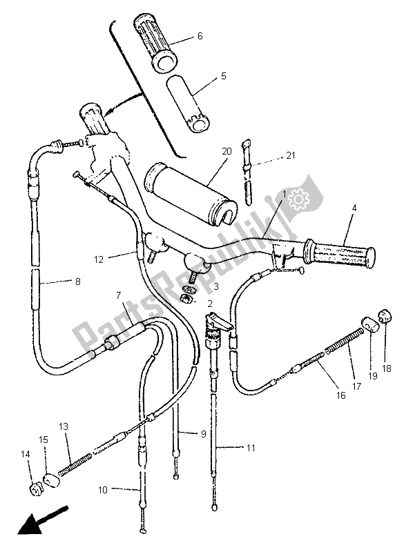 All parts for the Steering Handle & Cable of the Yamaha PW 50 1995