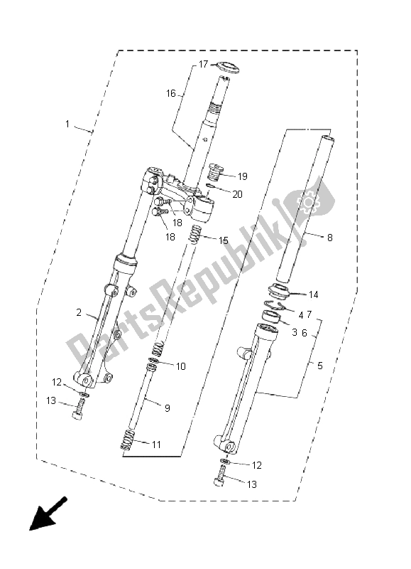 Tutte le parti per il Forcella Anteriore del Yamaha T 135 FI Crypton X 2009