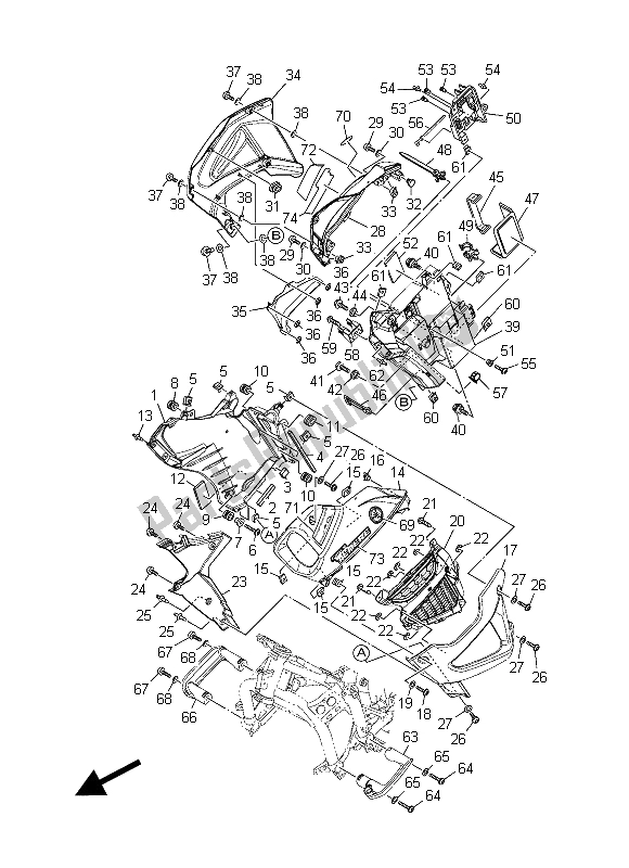 All parts for the Cowling of the Yamaha XT 1200Z 2015