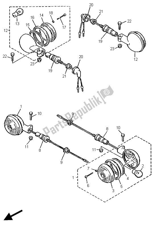 All parts for the Flasher Light of the Yamaha XV 535 S Virago 1996