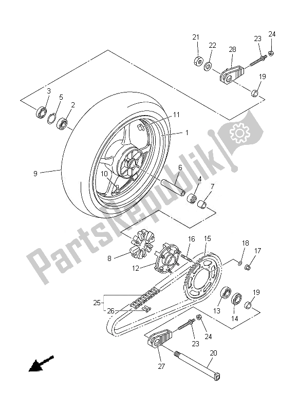 Tutte le parti per il Ruota Posteriore del Yamaha YZF R6 600 2013