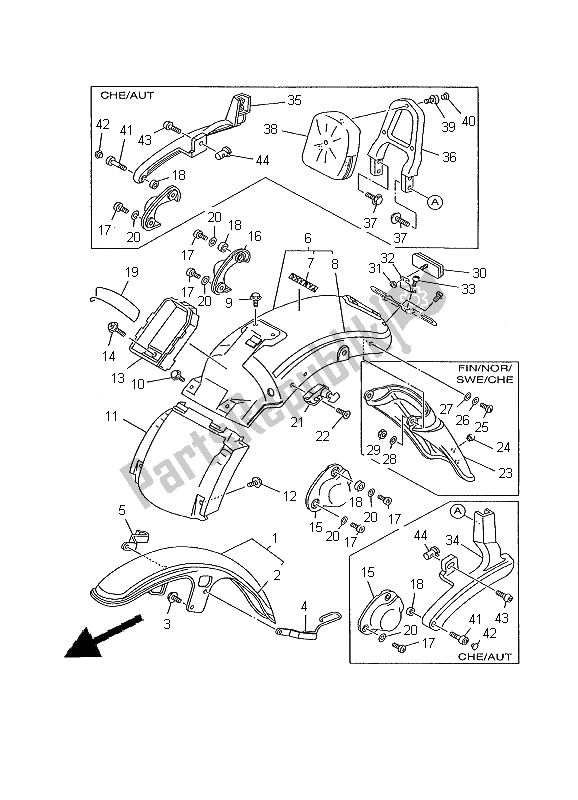 All parts for the Fender of the Yamaha XV 535 Virago 2000