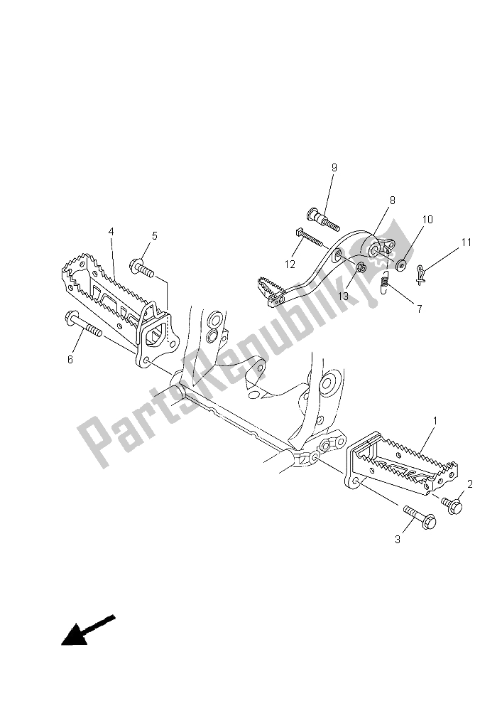 All parts for the Stand & Footrest of the Yamaha YFZ 450R 2015