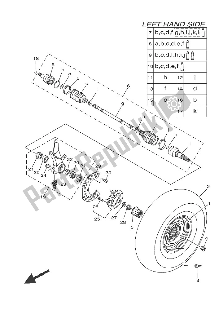 Wszystkie części do Przednie Ko? O Yamaha YXM 700E 2016