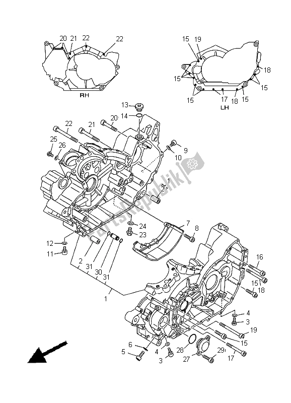 All parts for the Crankcase of the Yamaha XV 1600A Wildstar 2000