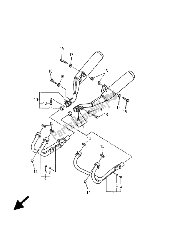 All parts for the Exhaust of the Yamaha XJ 600S Diversion 2001