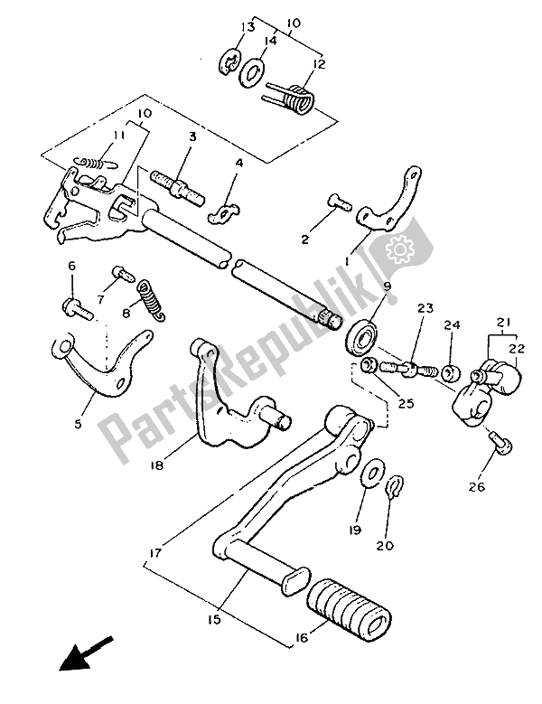 All parts for the Shift Shaft of the Yamaha V MAX 12 1200 1993