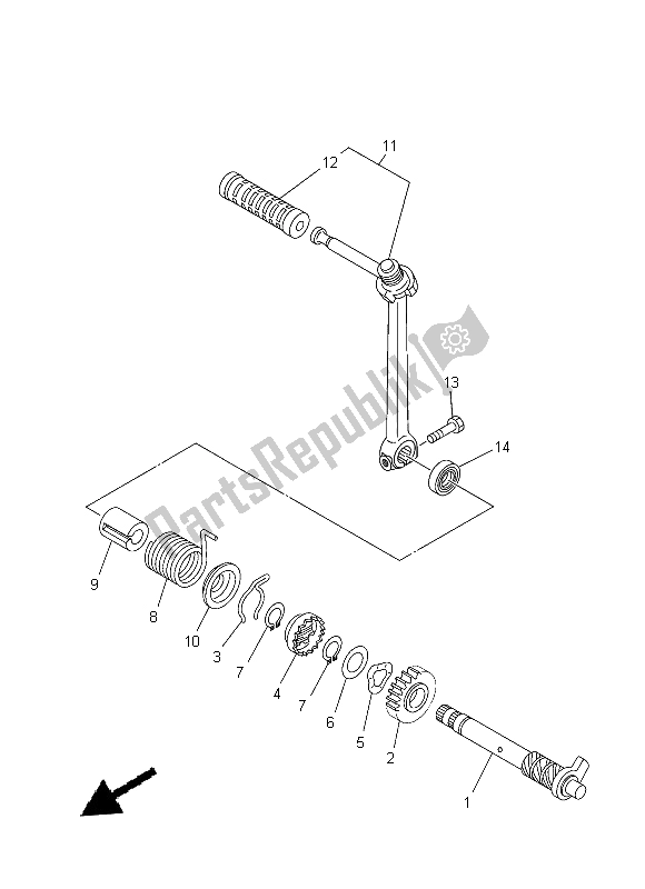 All parts for the Starter of the Yamaha TT R 110E 2015