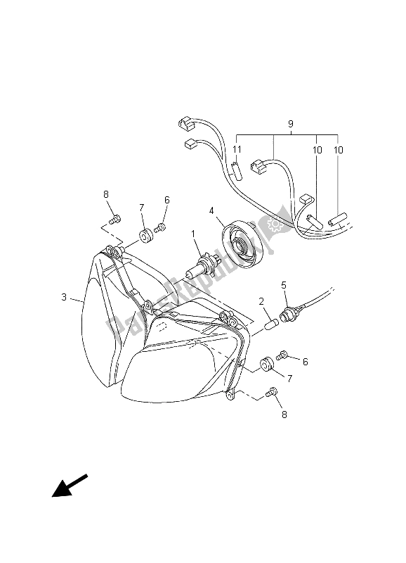 All parts for the Headlight of the Yamaha FZS 1000 S Fazer 2003