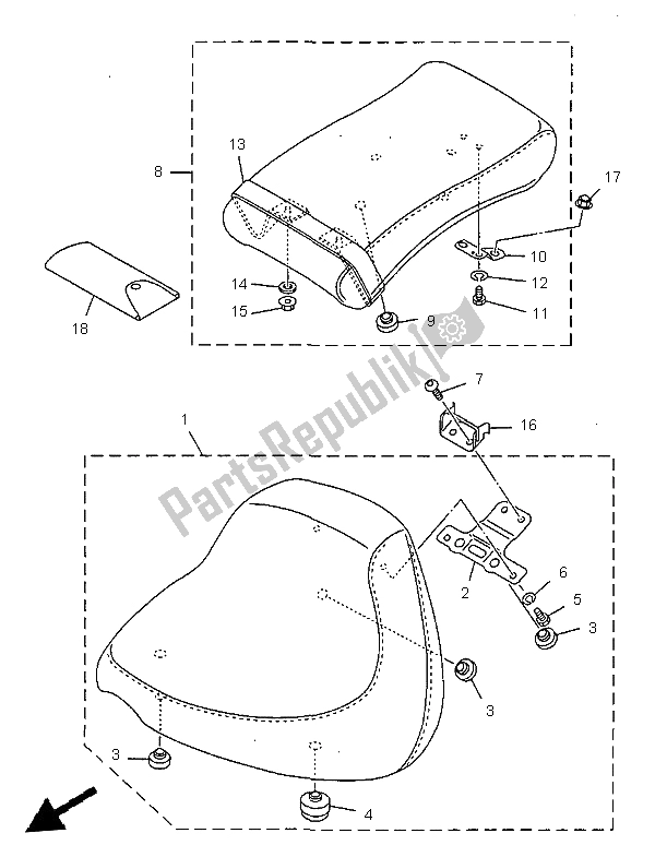 Alle onderdelen voor de Stoel van de Yamaha XVS 1100 Dragstar 1999