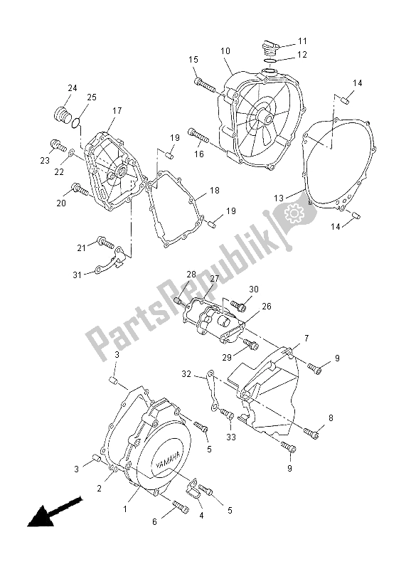 Toutes les pièces pour le Couvercle De Carter 1 du Yamaha YZF R1 1000 2000