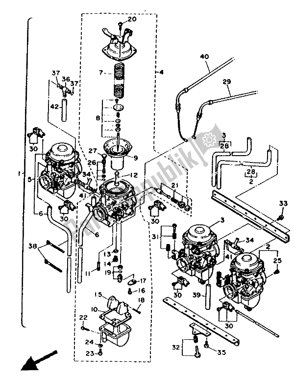 Alle onderdelen voor de Carburator van de Yamaha FJ 1200 1991