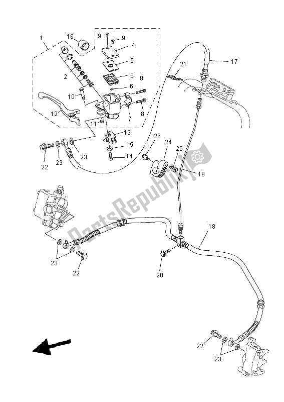 Toutes les pièces pour le Maître-cylindre Avant du Yamaha YFM 700R 2014