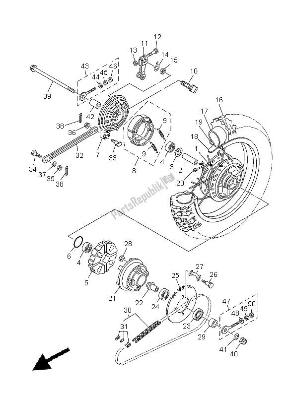 All parts for the Rear Wheel of the Yamaha TT R 110E 2013