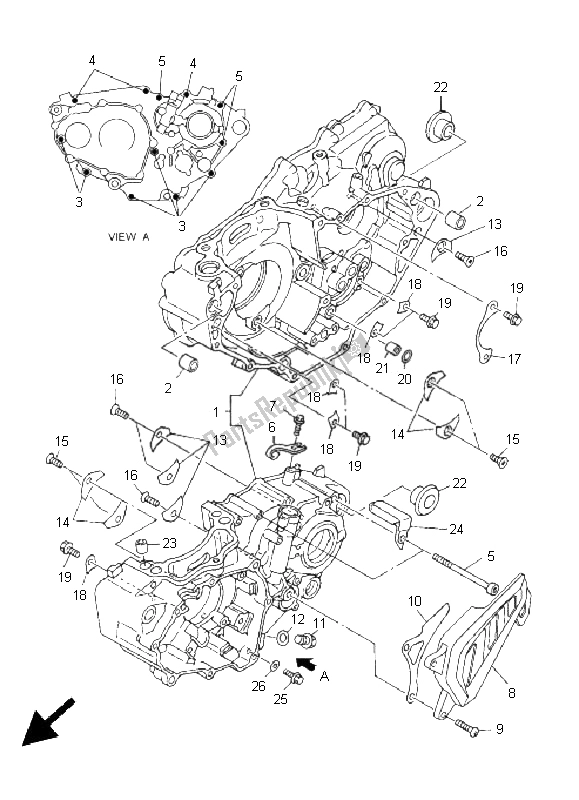 All parts for the Crankcase of the Yamaha WR 450F 2005