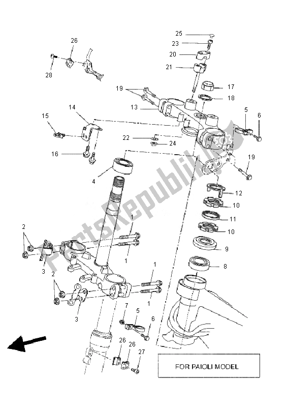 All parts for the Steering of the Yamaha WR 125R 2010