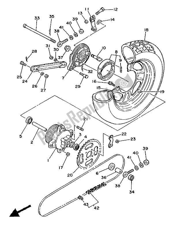 Toutes les pièces pour le Roue Arrière du Yamaha YSR 50 1987