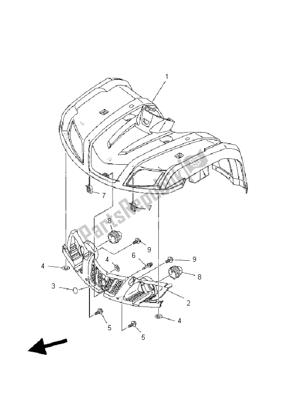 Todas las partes para Guardabarros Delantero de Yamaha YFM 350 Grizzly 2X4 2010