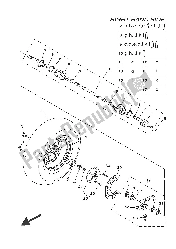 All parts for the Front Wheel 2 of the Yamaha YXE 700E 2016