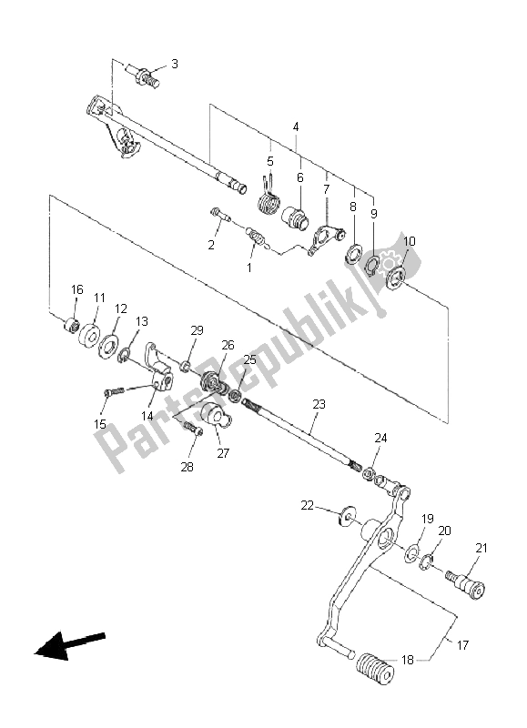 All parts for the Shift Shaft of the Yamaha XJ6F 600 2011