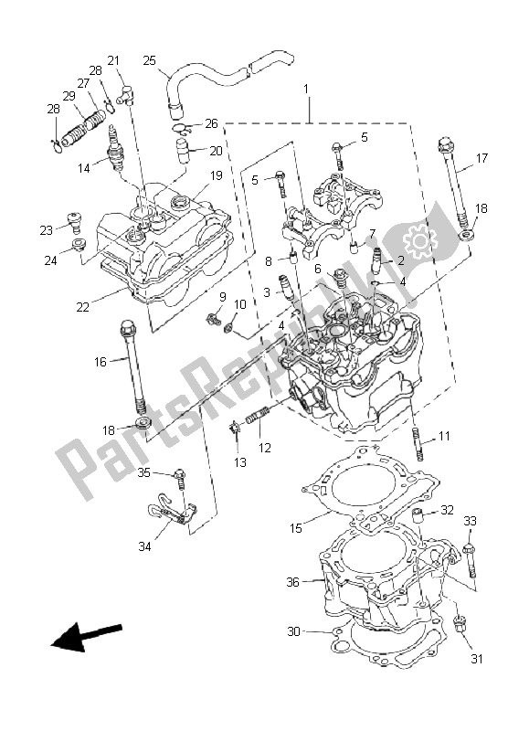 All parts for the Cylinder of the Yamaha YFZ 450 2005