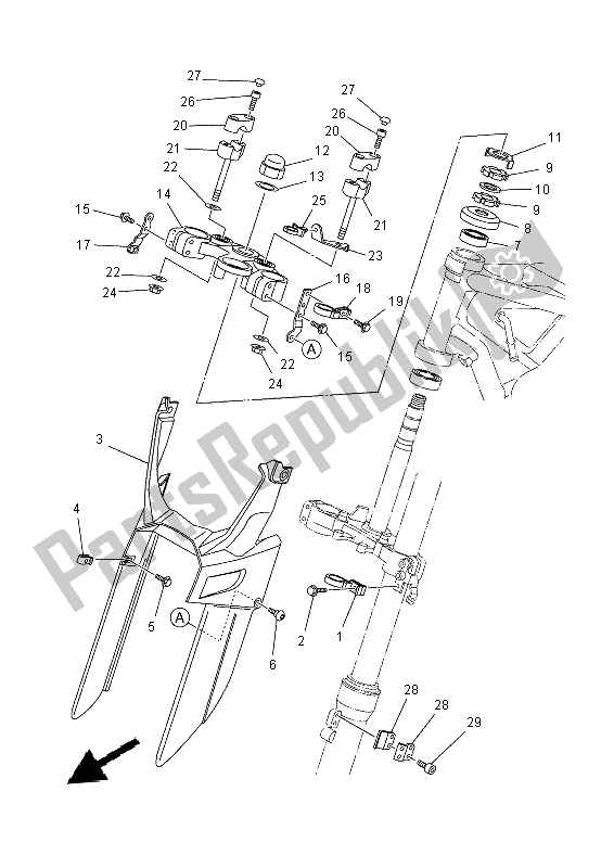 Todas as partes de Direção do Yamaha XT 660X 2014