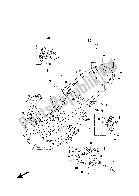 All parts for the Frame of the Yamaha VP 250 X City 2012