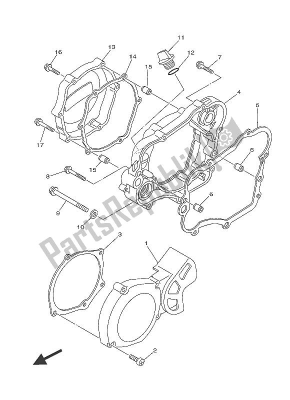 All parts for the Crankcase Cover 1 of the Yamaha YZ 85 LW 2016