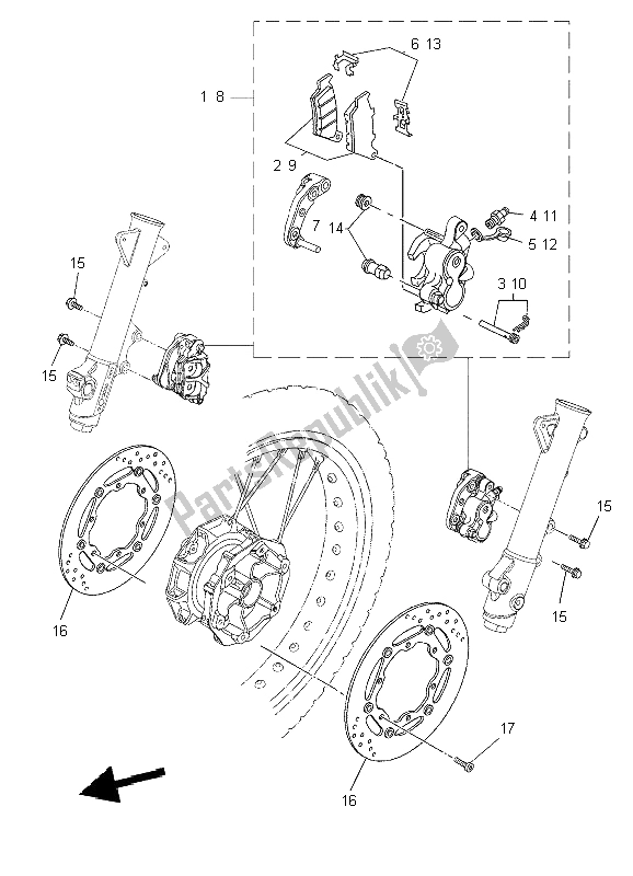 Toutes les pièces pour le Frein Avant du Yamaha XT 660Z Tenere 2009