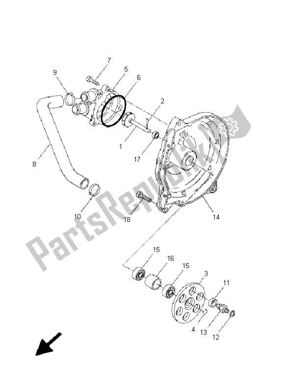 All parts for the Water Pump of the Yamaha YQ 50R Aerox 2006