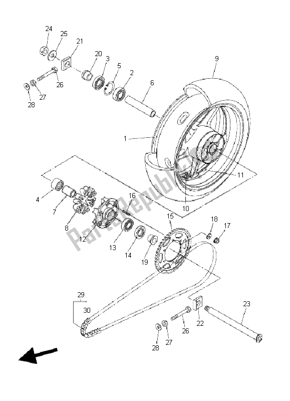 All parts for the Rear Wheel of the Yamaha FZ1 S Fazer 1000 2006