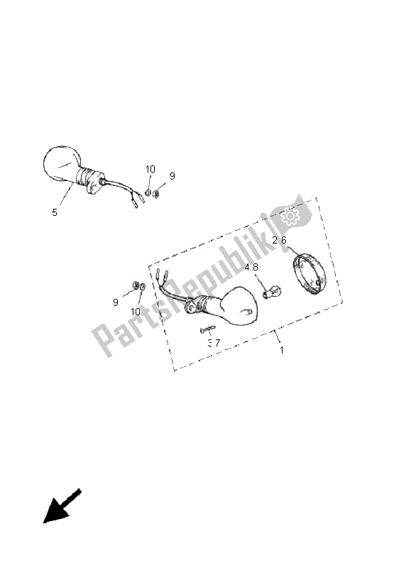 All parts for the Flasher Light of the Yamaha TZR 50 2007