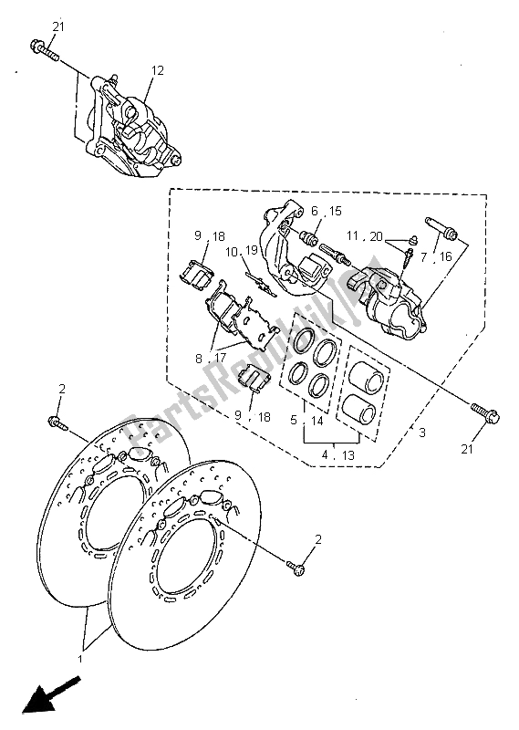 Toutes les pièces pour le étrier De Frein Avant du Yamaha XJ 600N 1999